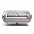 Divano grigio chiaro con cuscini e struttura in metallo 180 x 80 x 75cm