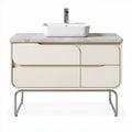 Mobile lavabo moderno in legno e marmo bianco 80 x 45 x 85cm