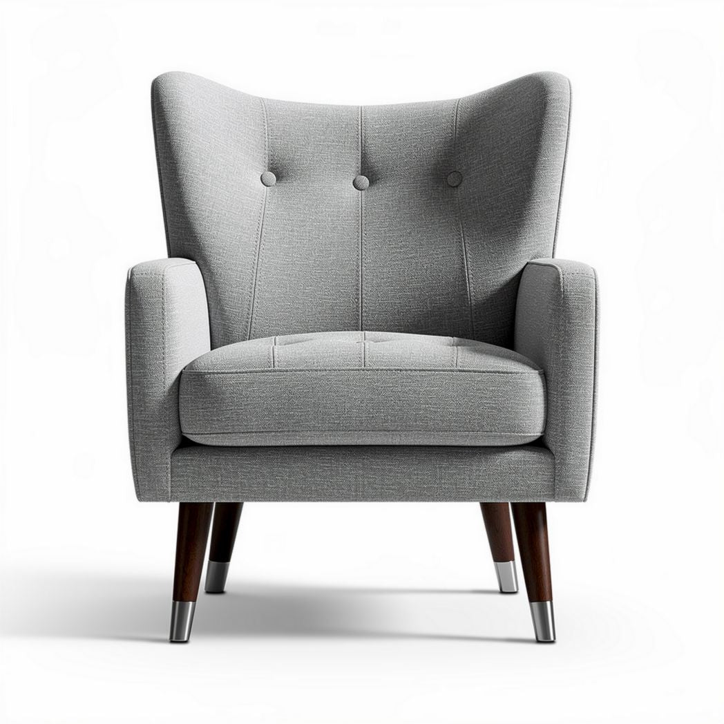 Poltrona grigia in tessuto con piedini in legno 80 x 80 x 90cm