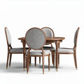 Tavolo rotondo in legno con quattro sedie grigie dimensioni 100 x 100 x 75cm