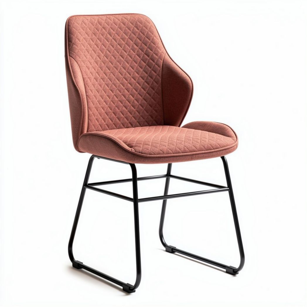 Sedia in tessuto imbottito rosa con base in metallo dimensioni 40 x 50 x 85cm