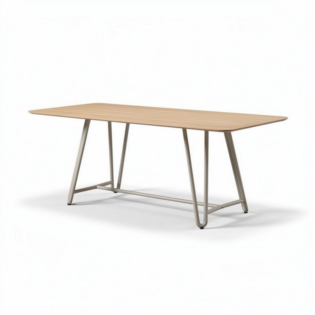 Tavolo rettangolare in legno e metallo 180 x 90 x 75 cm per esterni