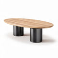 Tavolino da caffè oval in legno di faggio e metallo 120 x 70 x 40cm