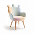 Poltrona in tessuto multicolore con base in legno dimensioni 80 x 70 x 90cm