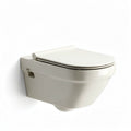 WC sospeso bianco con sedile in plastica e sistema di scarico a incasso 50 x 36 x 30cm