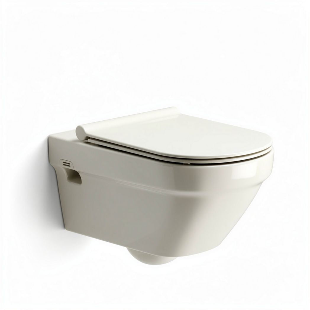 WC sospeso bianco con sedile in plastica e sistema di scarico a incasso 50 x 36 x 30cm