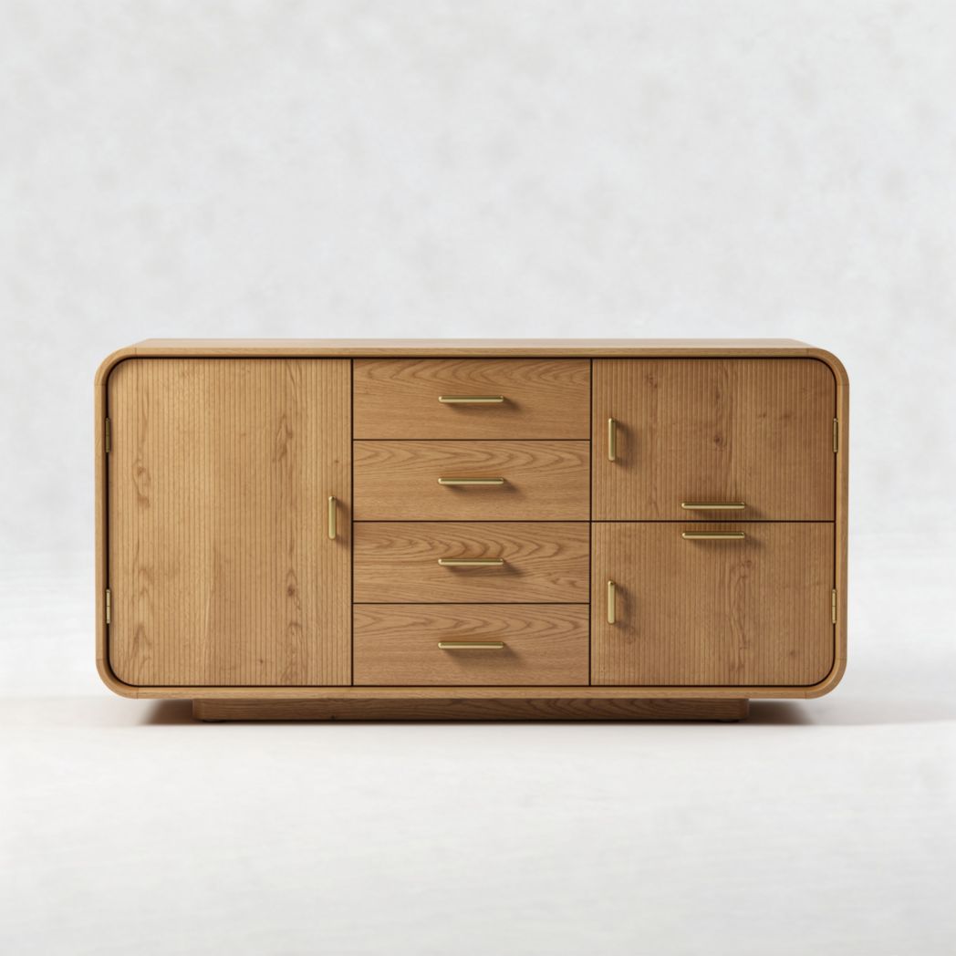 Mobiletto in legno con 4 cassetti e ante in stile moderno 120 x 50 x 70cm