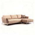Divano angolare in tessuto beige con elementi in metallo 230 x 90 x 85cm