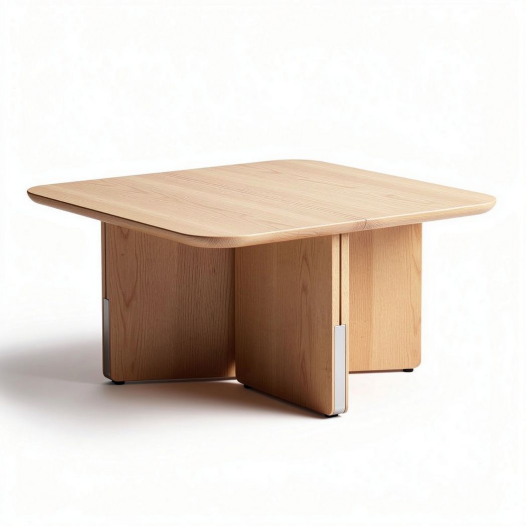Tavolino quadrato in legno di betulla 80 x 80 x 40cm per soggiorno